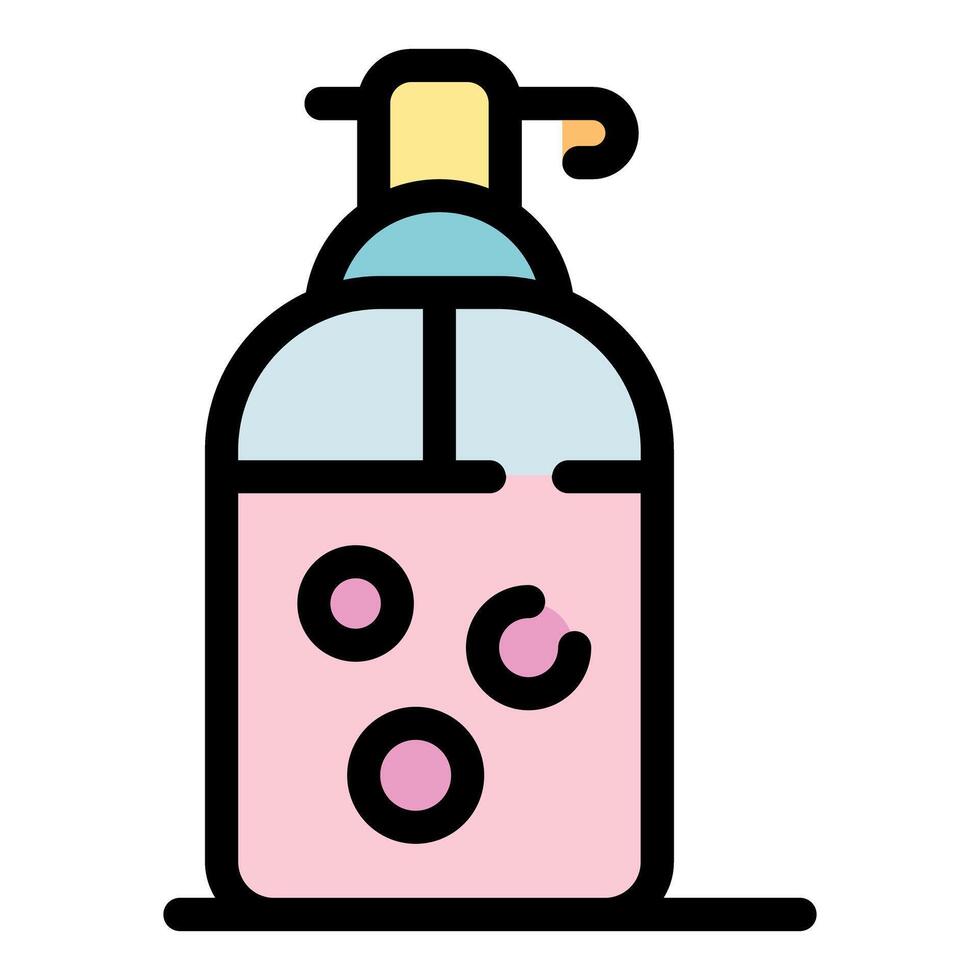 Pink liquid soap dispenser with berries for handwashing and hygiene vector