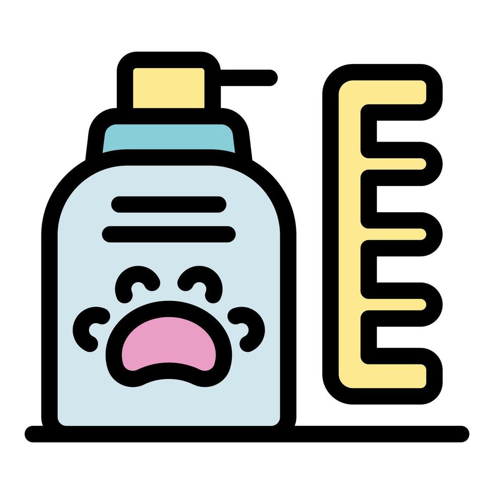 Pet shampoo bottle and comb for grooming, promoting animal hygiene vector