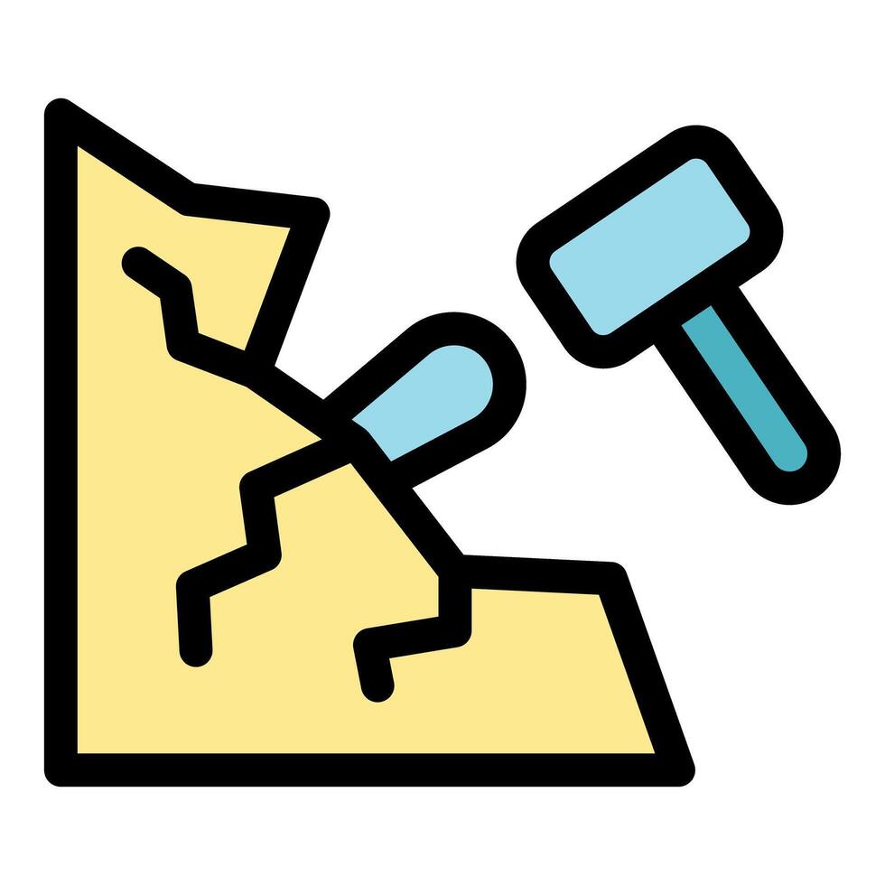 Hammer breaking ground representing demolition or excavation work vector