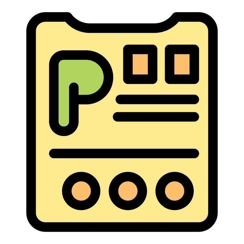 Parking card showing parking permit information with letter p and three holes vector