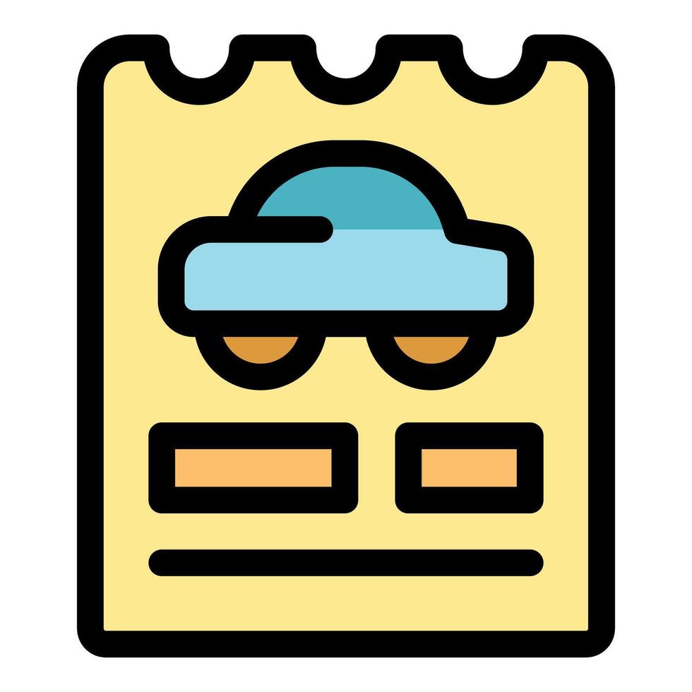 Parking ticket showing car symbol and payment information vector