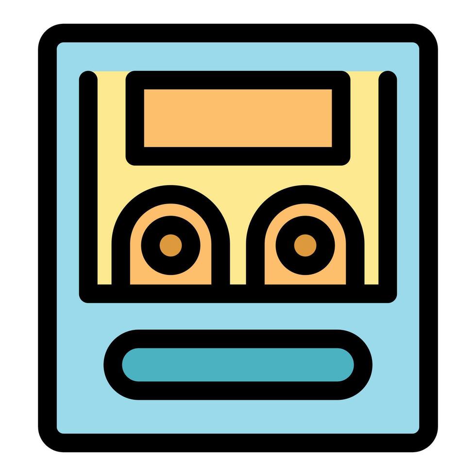 Audio cassette tape icon representing retro music and sound recording vector