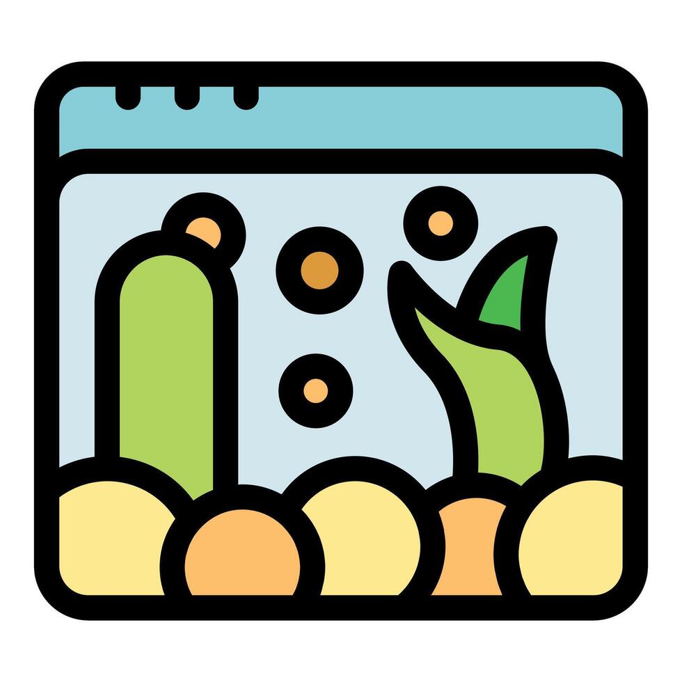 Closed terrarium with plants growing and air bubbles floating vector
