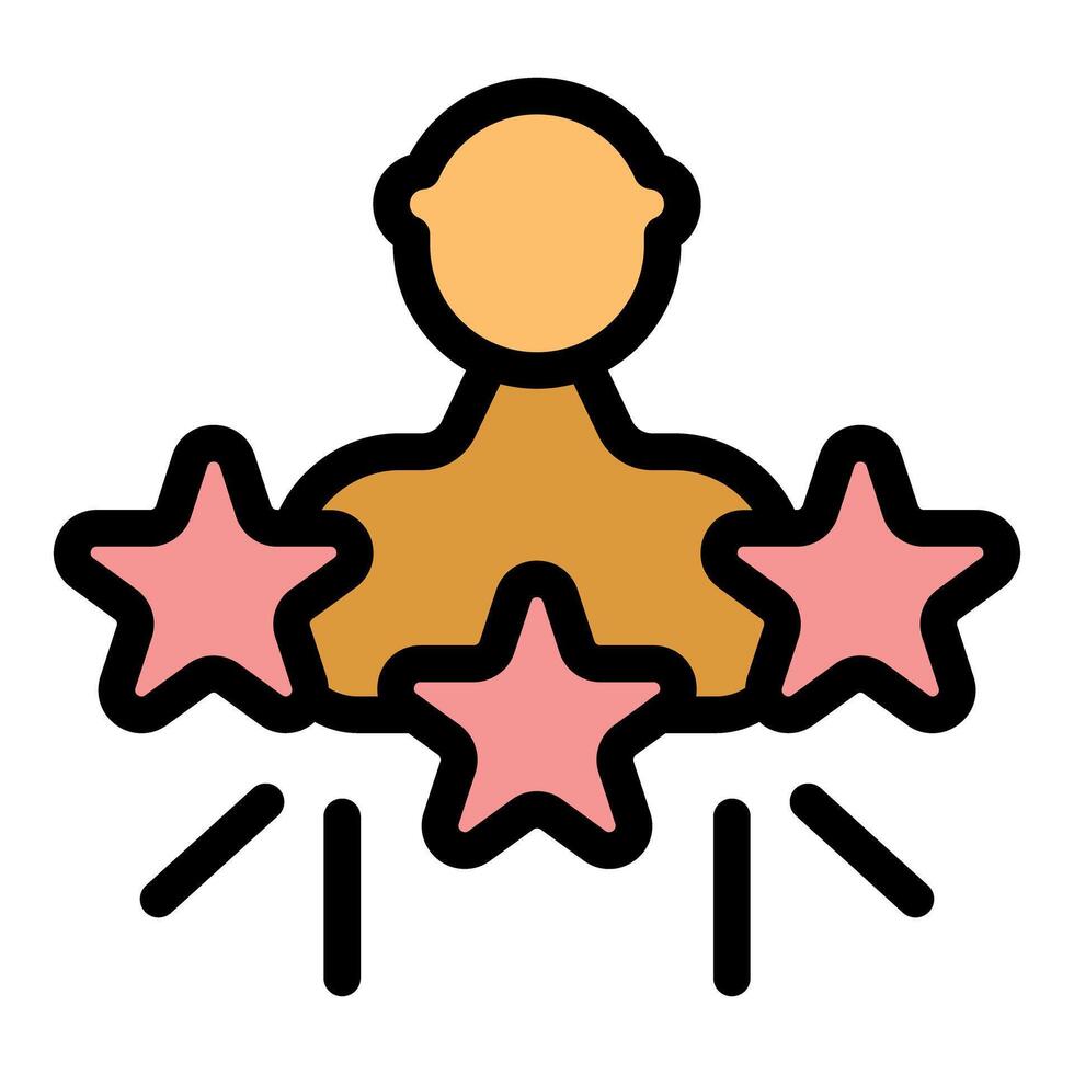 Person accumulating stars for excellent performance and positive feedback vector