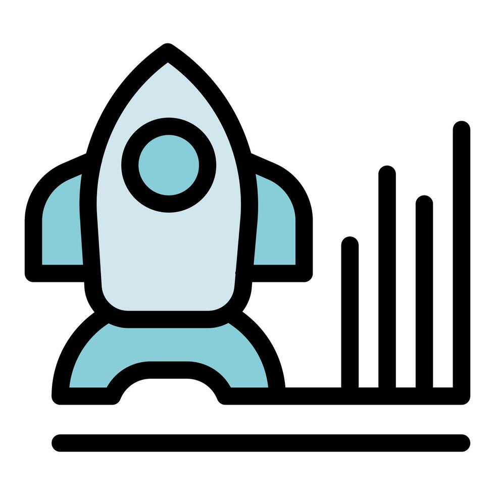 Rocket launch representing business startup success and growth vector