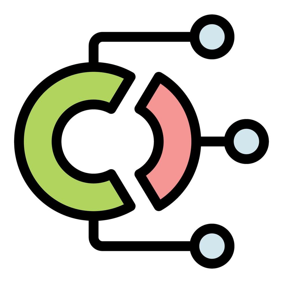 circular gráfico conectando Tres datos puntos simbolizando mercado compartir análisis vector