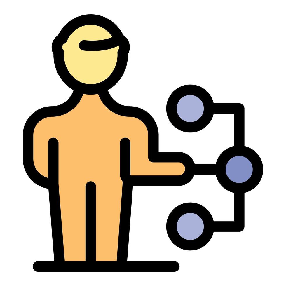 Project manager managing connections in network organization chart vector