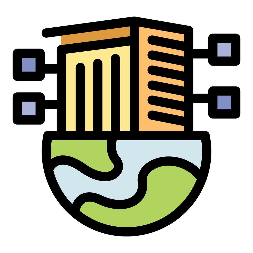 Data center connecting to global network, servers processing information worldwide vector