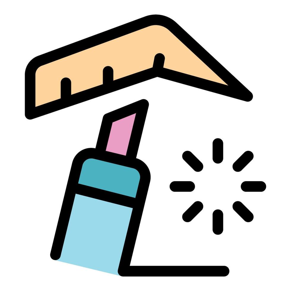 Correction fluid and ruler creating a perfect line vector
