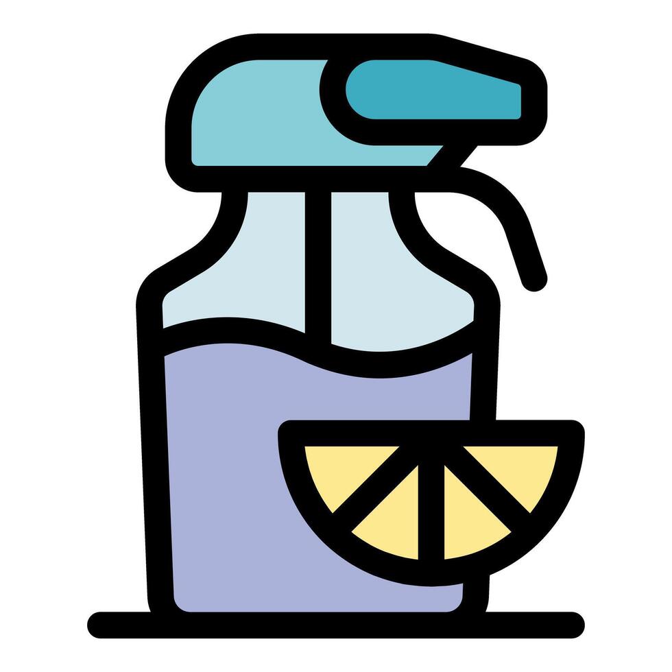 Lemon citrus cleaner spray bottle for cleaning and disinfecting vector
