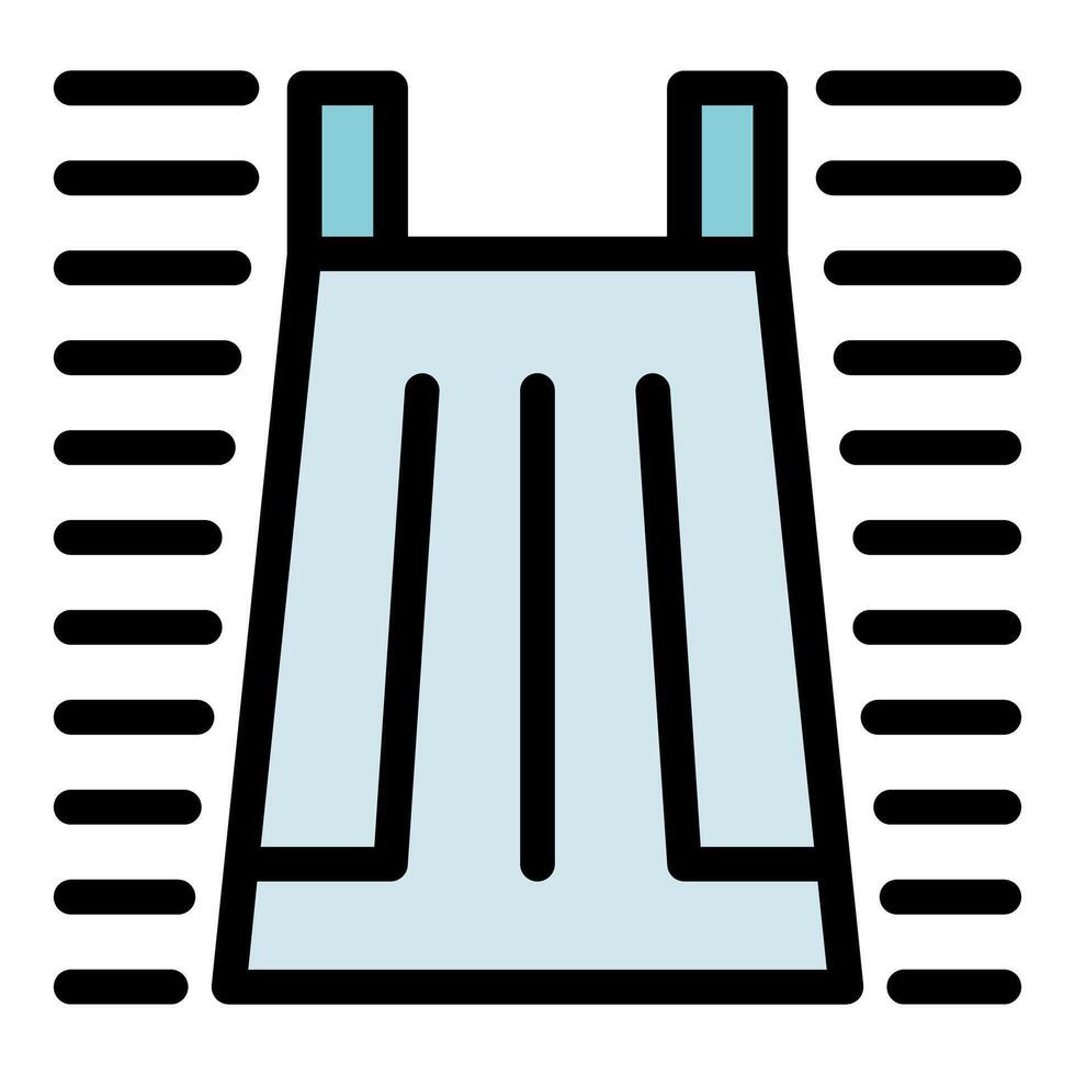 Hydroelectric dam generating renewable energy with water flow vector