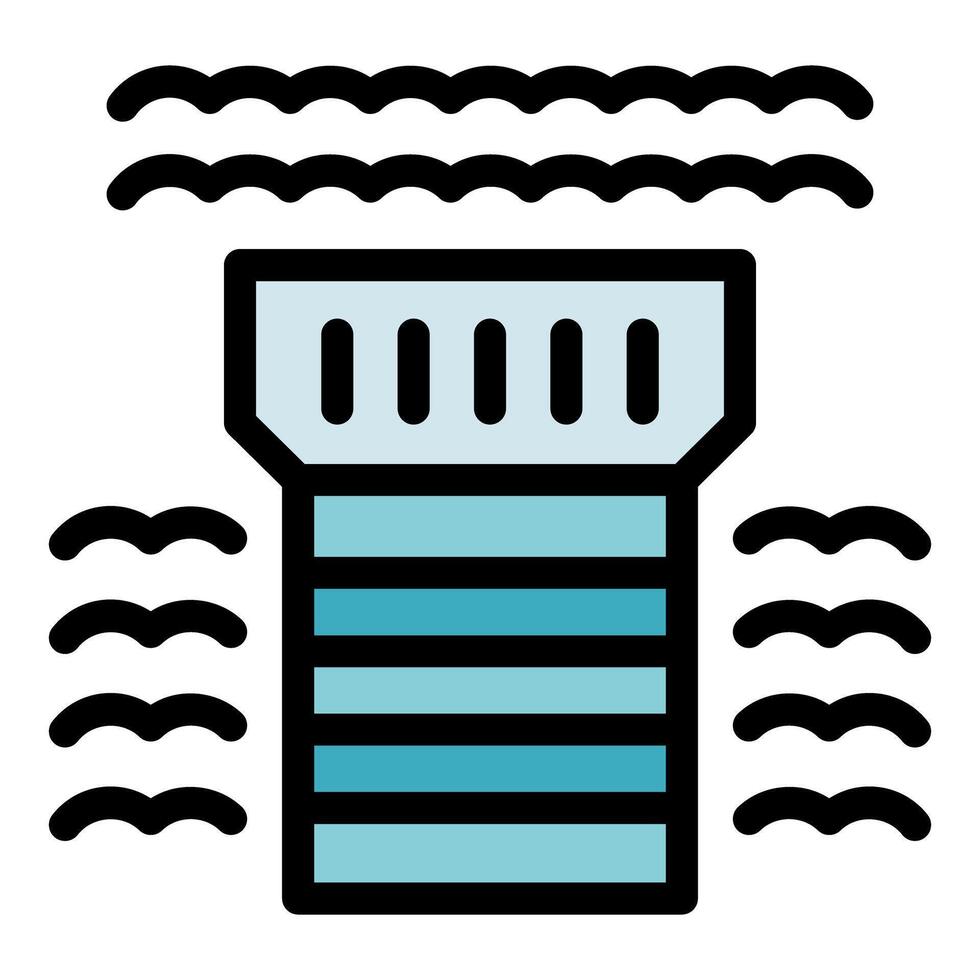 Water dam generating hydroelectric power and controlling water flow vector