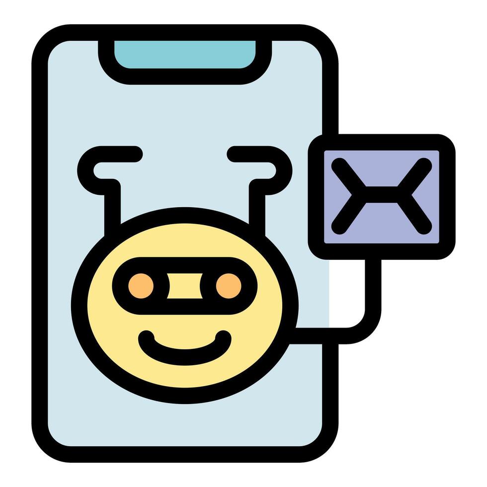 Chatbot sending email message via mobile phone, artificial intelligence communication vector