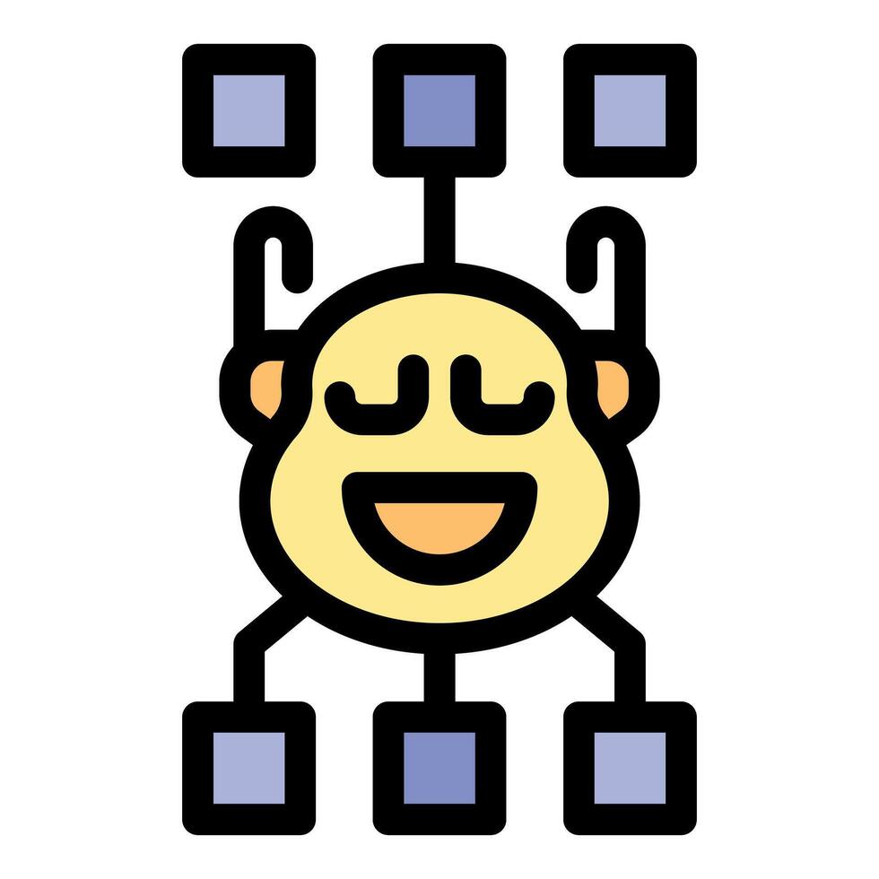 Happy face managing data flow, multitasking and information processing vector