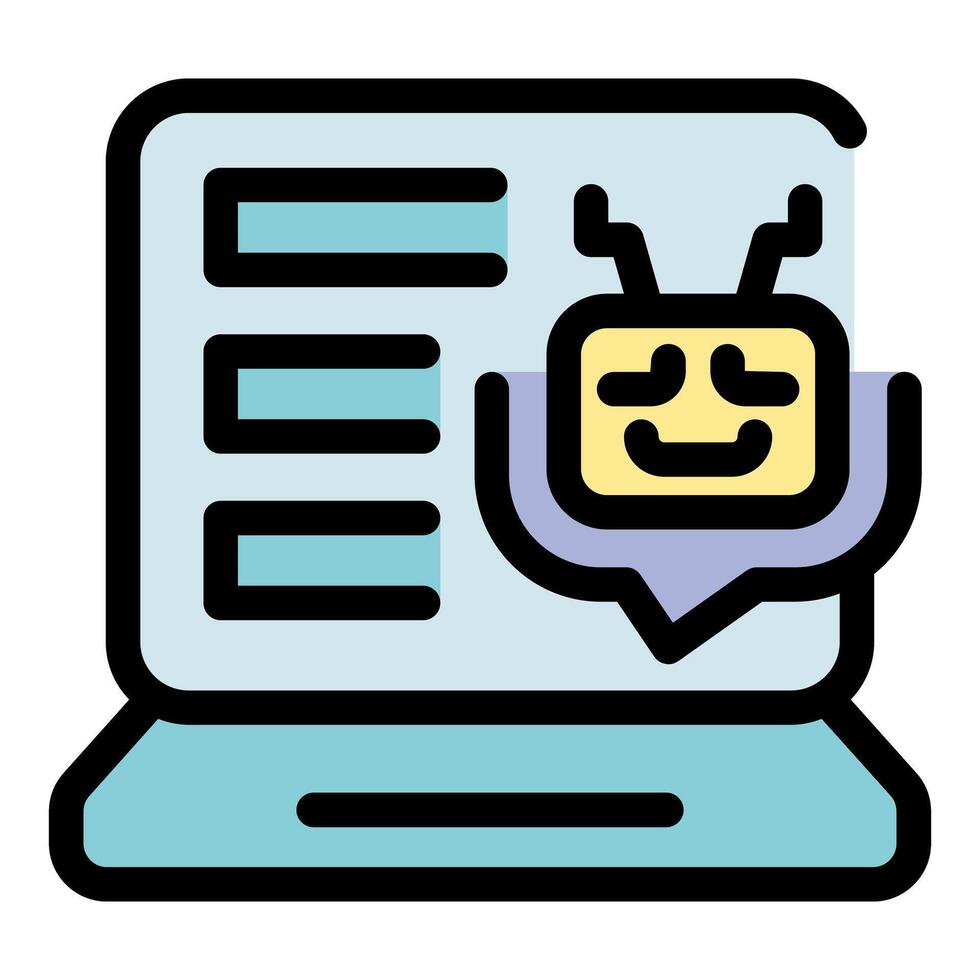 Chatbot providing customer service on laptop screen vector