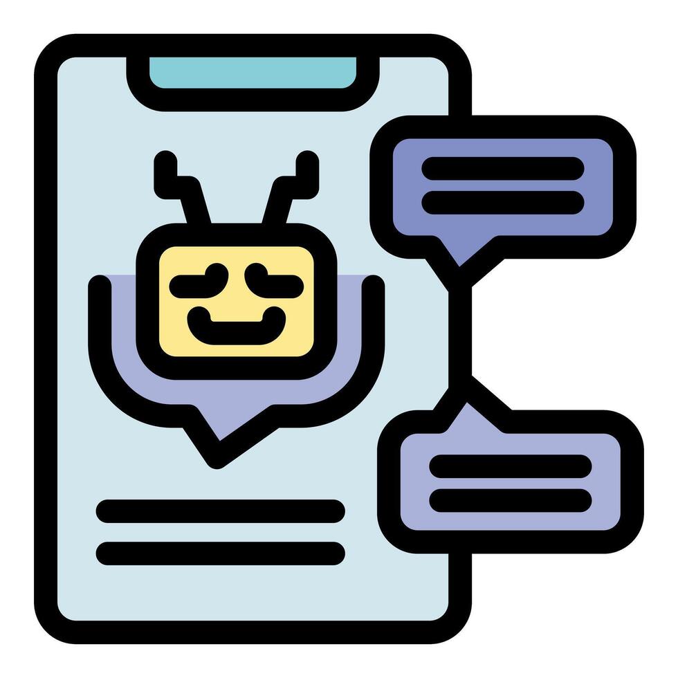 Chatbot sending messages on smartphone screen, artificial intelligence concept vector