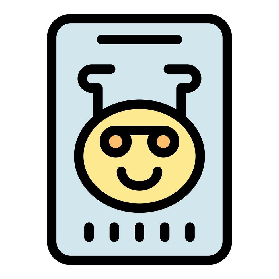 Smartphone showing smiling face with sunglasses emoji and keyboard vector