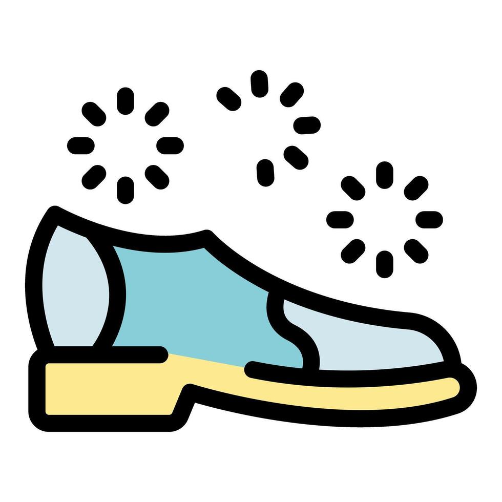 Disinfecting and cleaning formal shoes with antibacterial spray vector