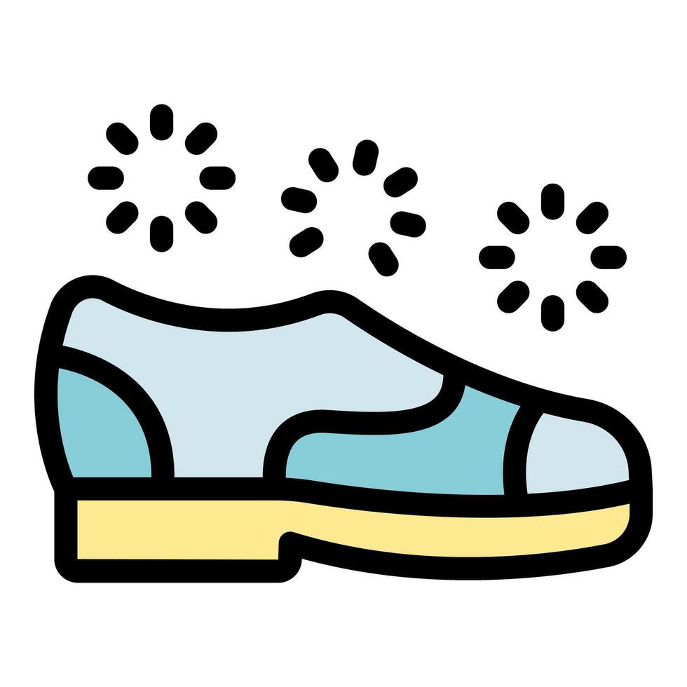 Disinfecting and cleaning formal shoes with antibacterial spray vector