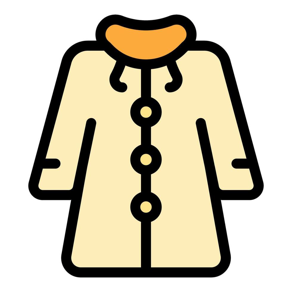Warm beige winter coat with buttons and collar protecting from cold weather vector