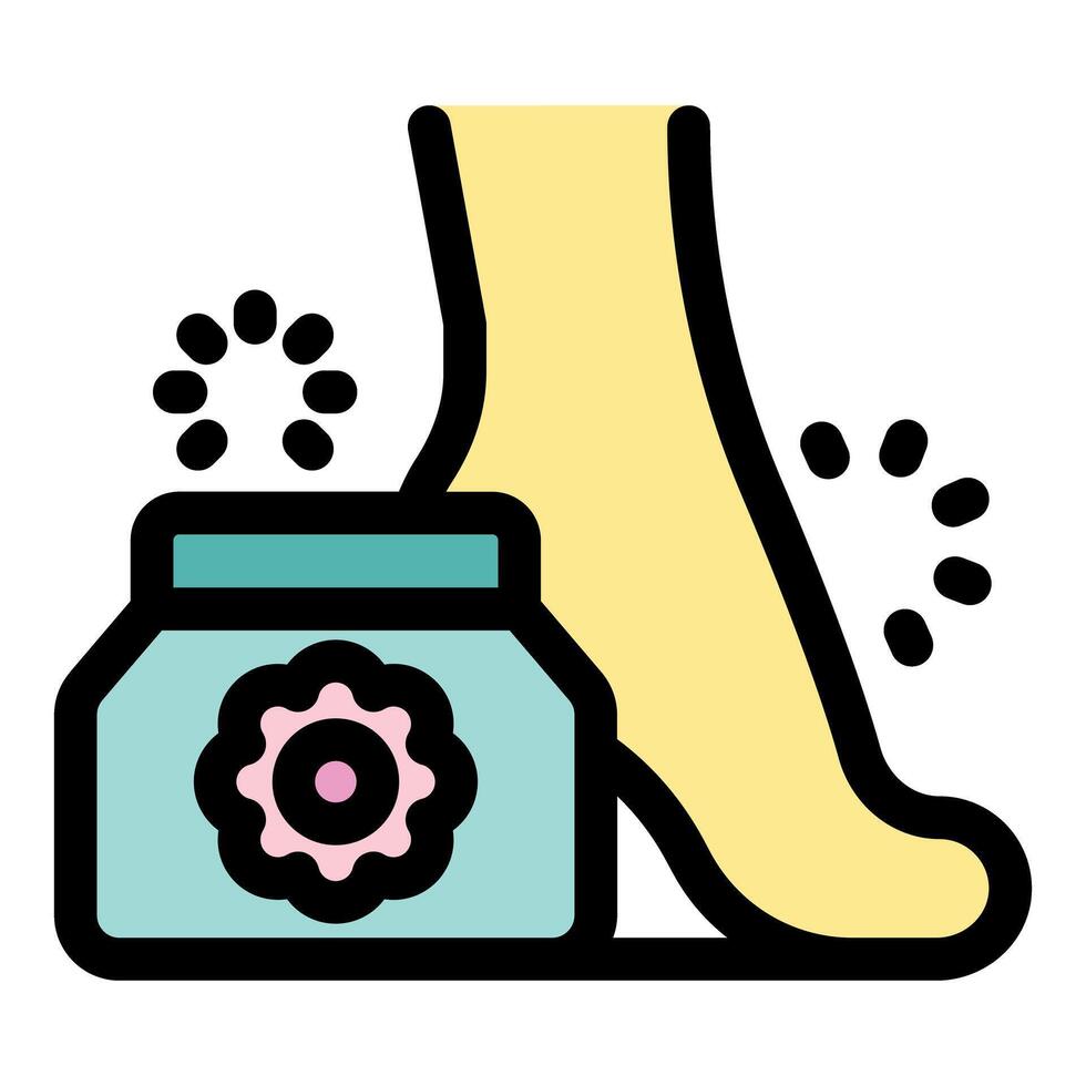 Foot undergoing treatment with natural cosmetics for smooth skin vector