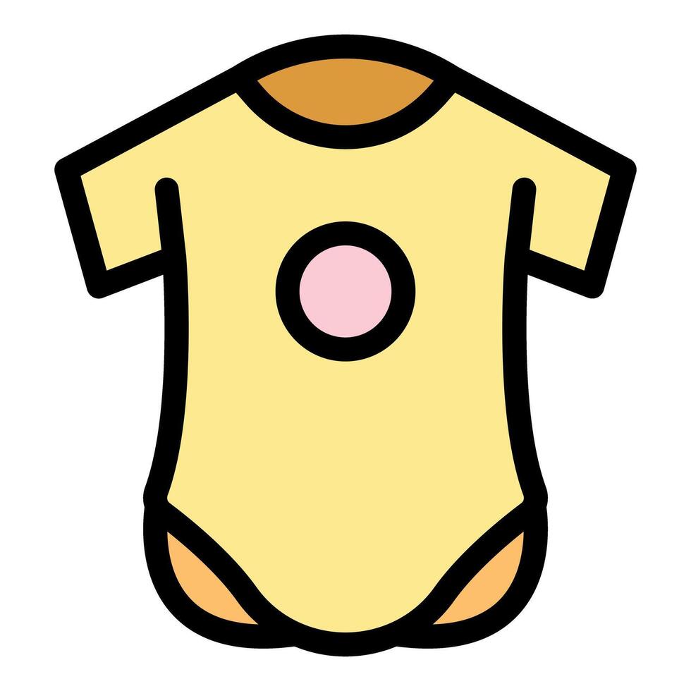 Yellow baby bodysuit with pink circle showing comfortable clothing vector