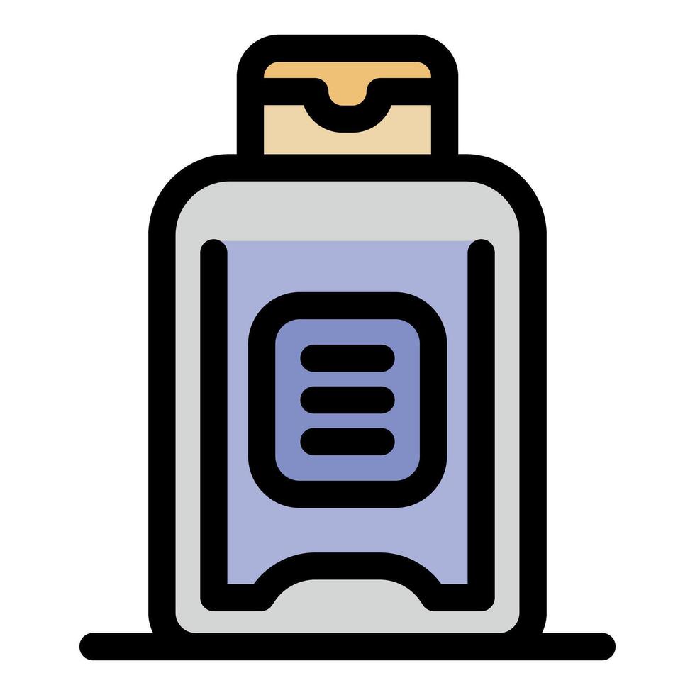 Shampoo or lotion bottle standing on a surface with flip top cap vector