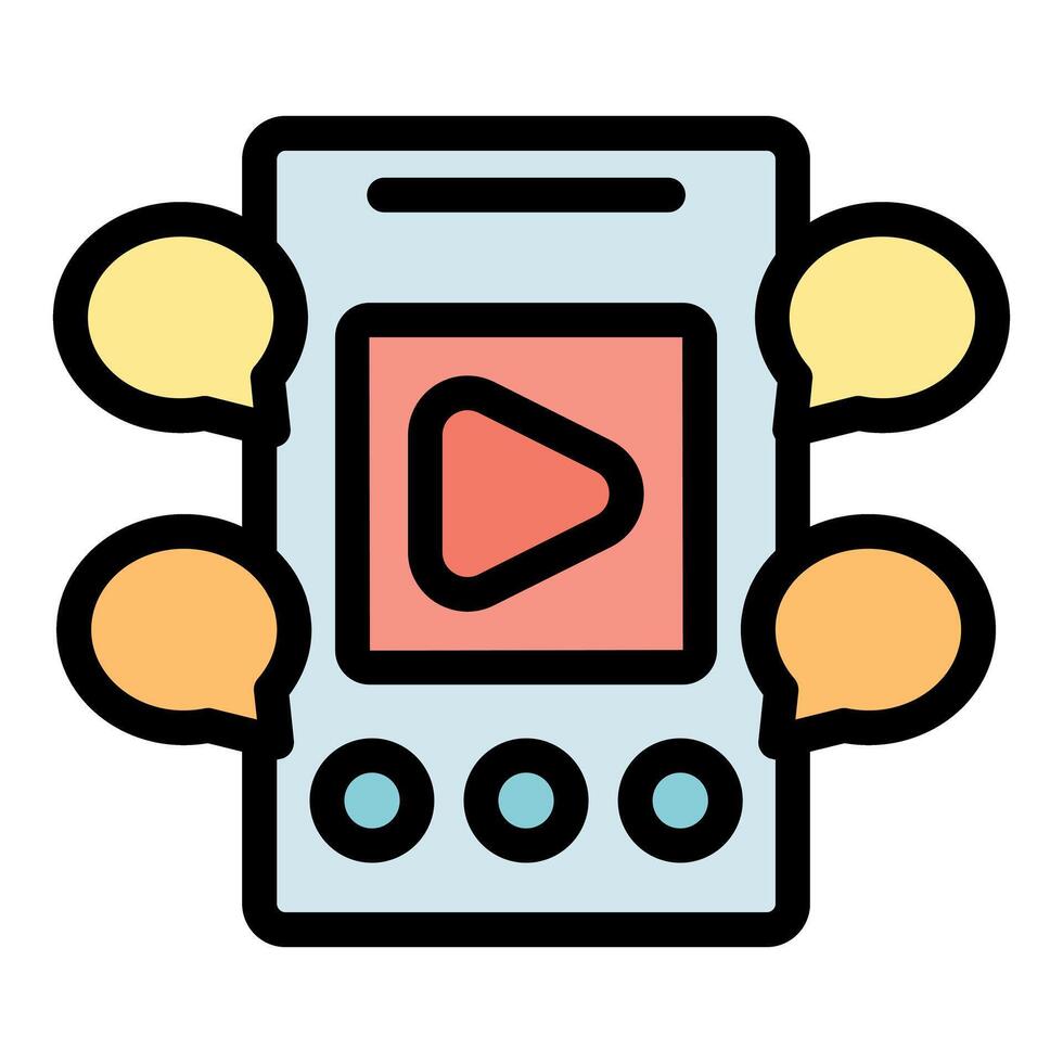 Smartphone showing player and chat bubbles, illustrating online communication vector