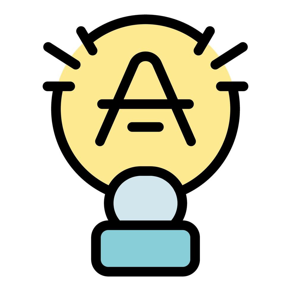 Light bulb shining with letter a representing top grade result vector