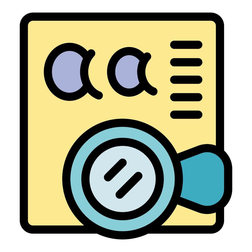 Magnifying glass exploring document with text and settings, unveiling hidden details vector