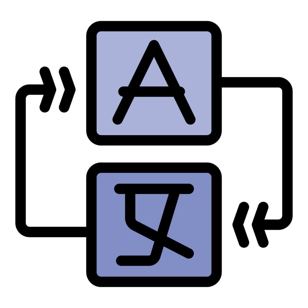 Language translation service converting text between different languages vector