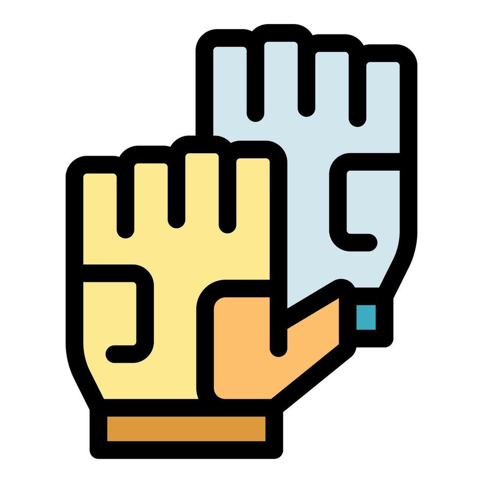 Two hands wearing protective gloves making high five gesture vector