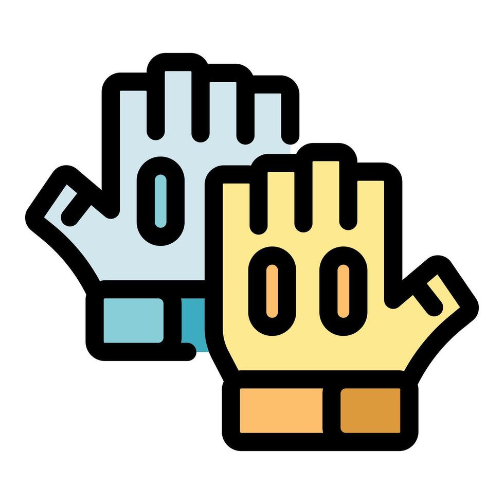 Fingerless gloves protecting hands during workout session vector
