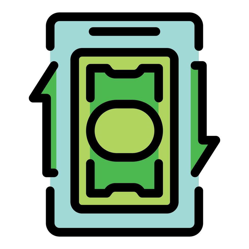 Smartphone showing money with increasing and decreasing arrows representing fluctuating finances vector