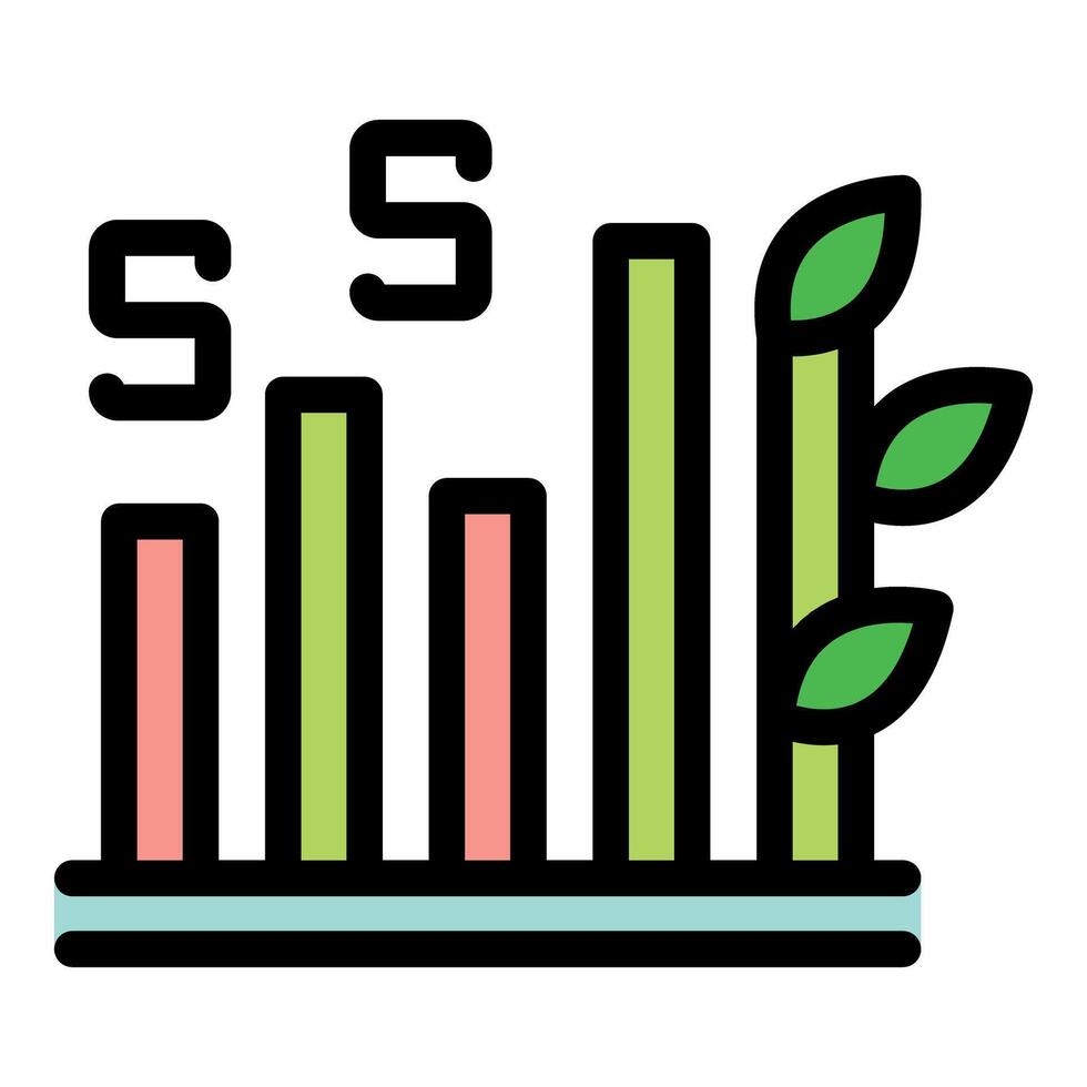 Sustainable investment growing like bamboo, represented by bar graph and currency symbol vector