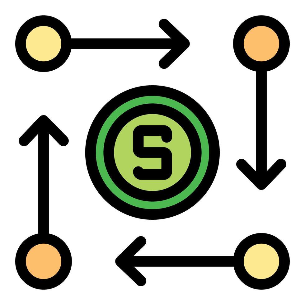 Money transferring in different directions, showing financial transactions vector