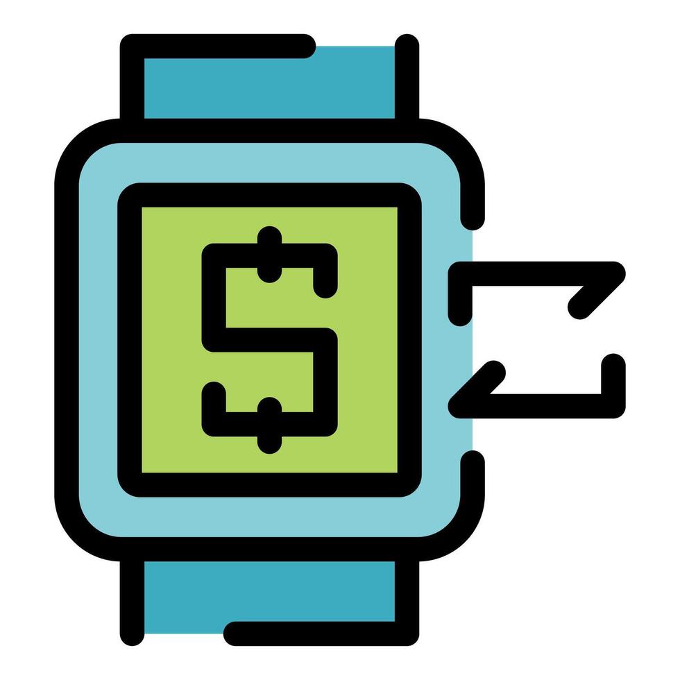 Smartwatch sending money, contactless payment technology illustration vector