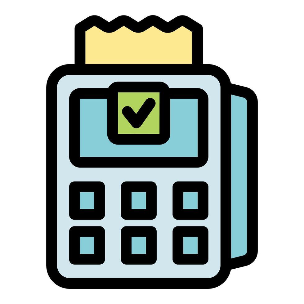 Payment terminal processing successful transaction with printed receipt vector