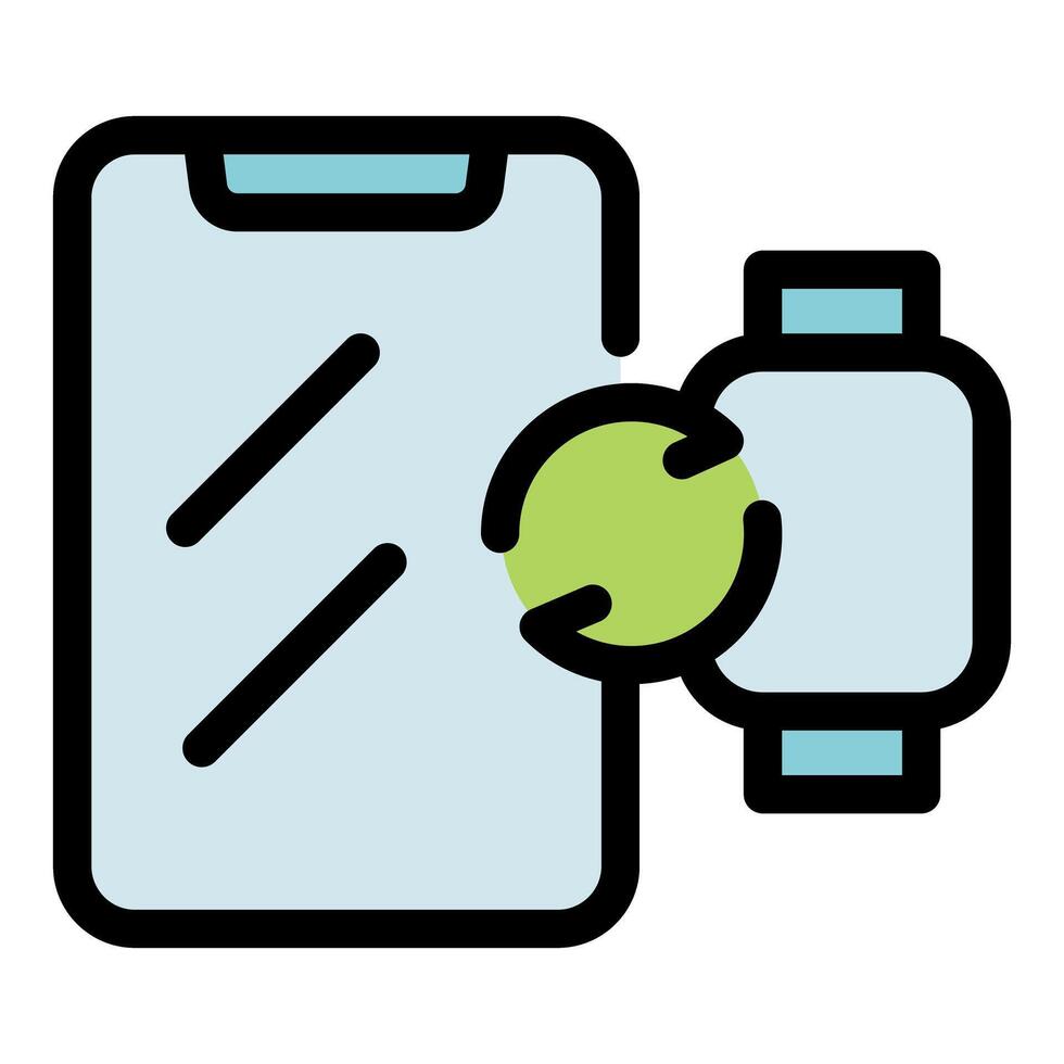 Smartphone connecting to smartwatch using nfc technology vector