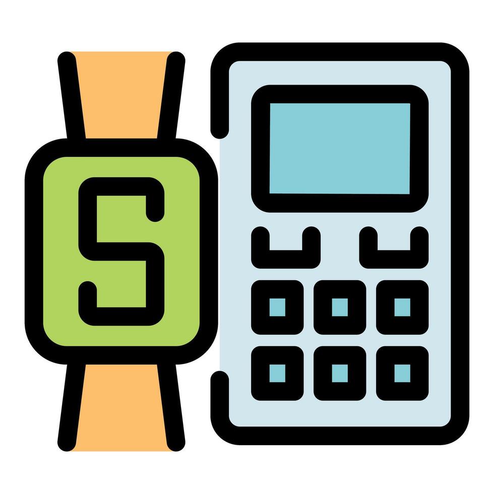 Smartwatch connecting to pos terminal for contactless payment vector