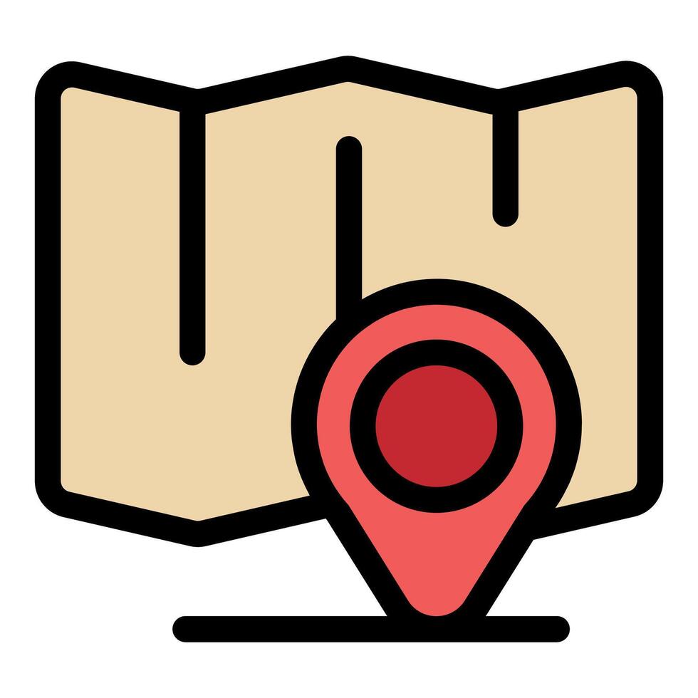 Location pin pointing on folded paper map for navigation vector