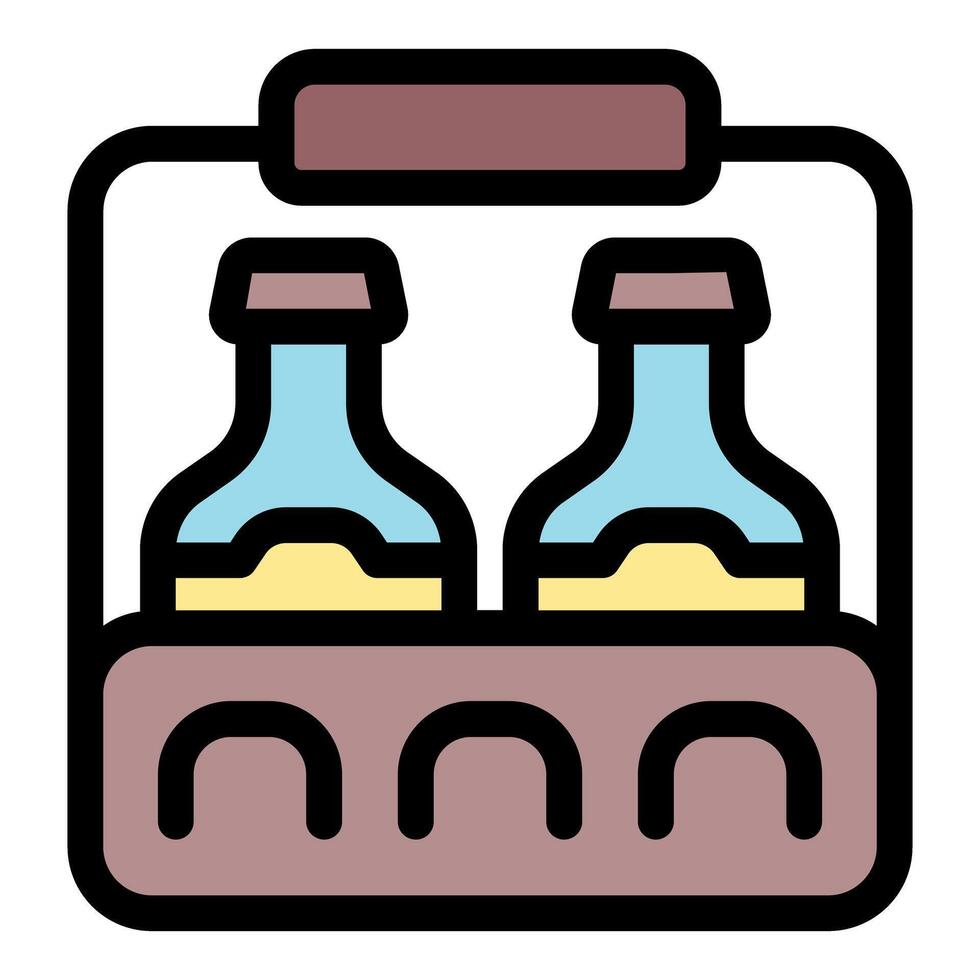 Two bottles inside a cardboard six pack carrying box vector