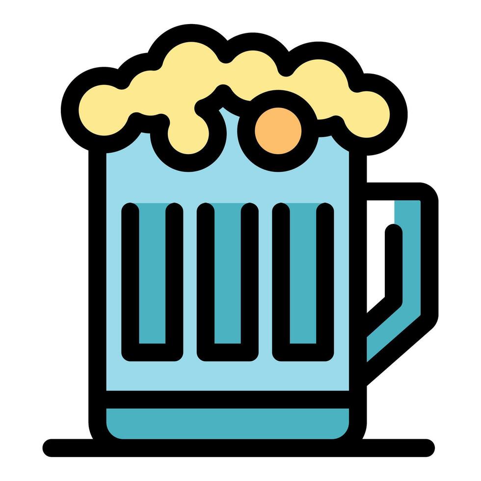 Glass of beer with foam overflowing showing refreshment and relaxation vector