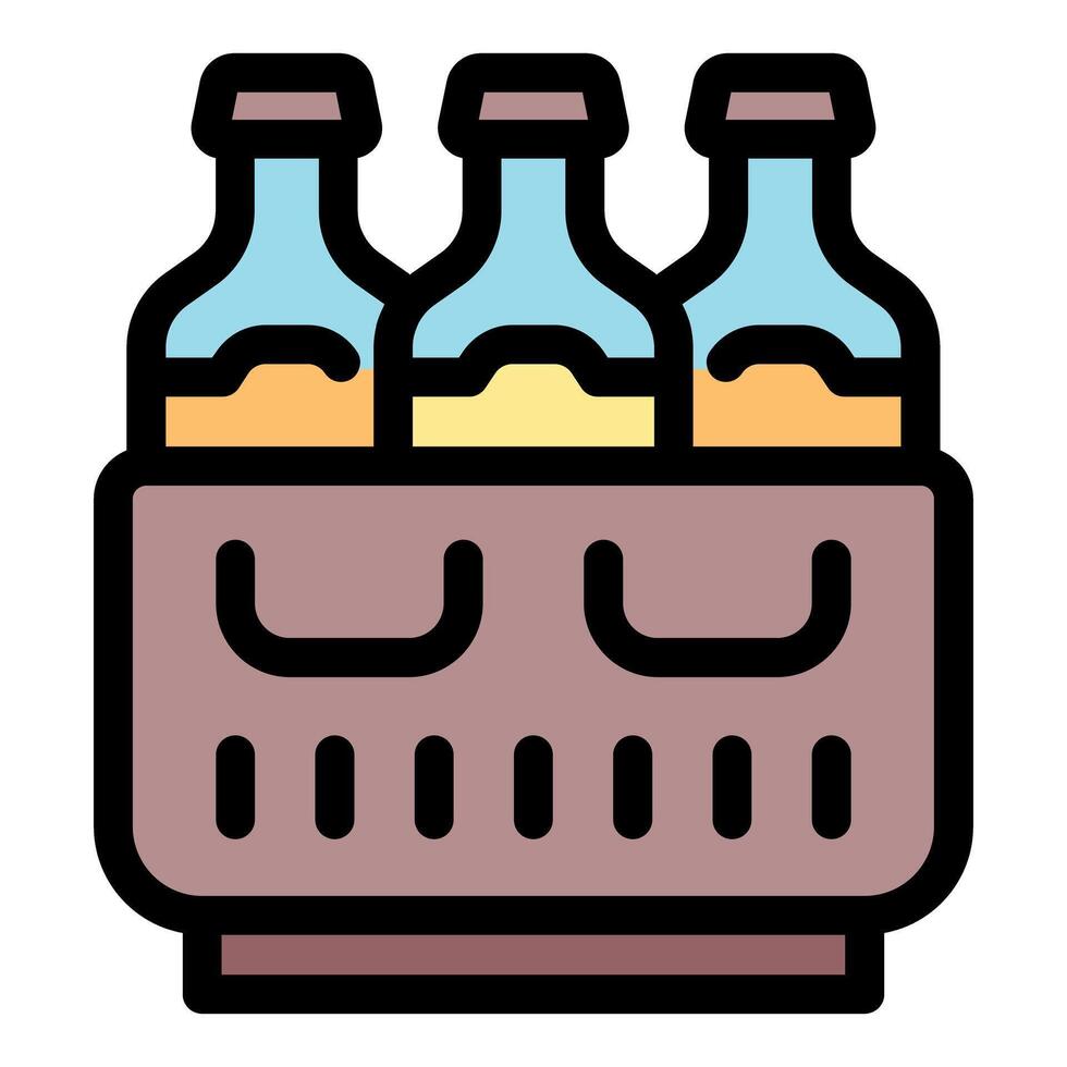 Three bottles inside a cardboard box for carrying drinks vector