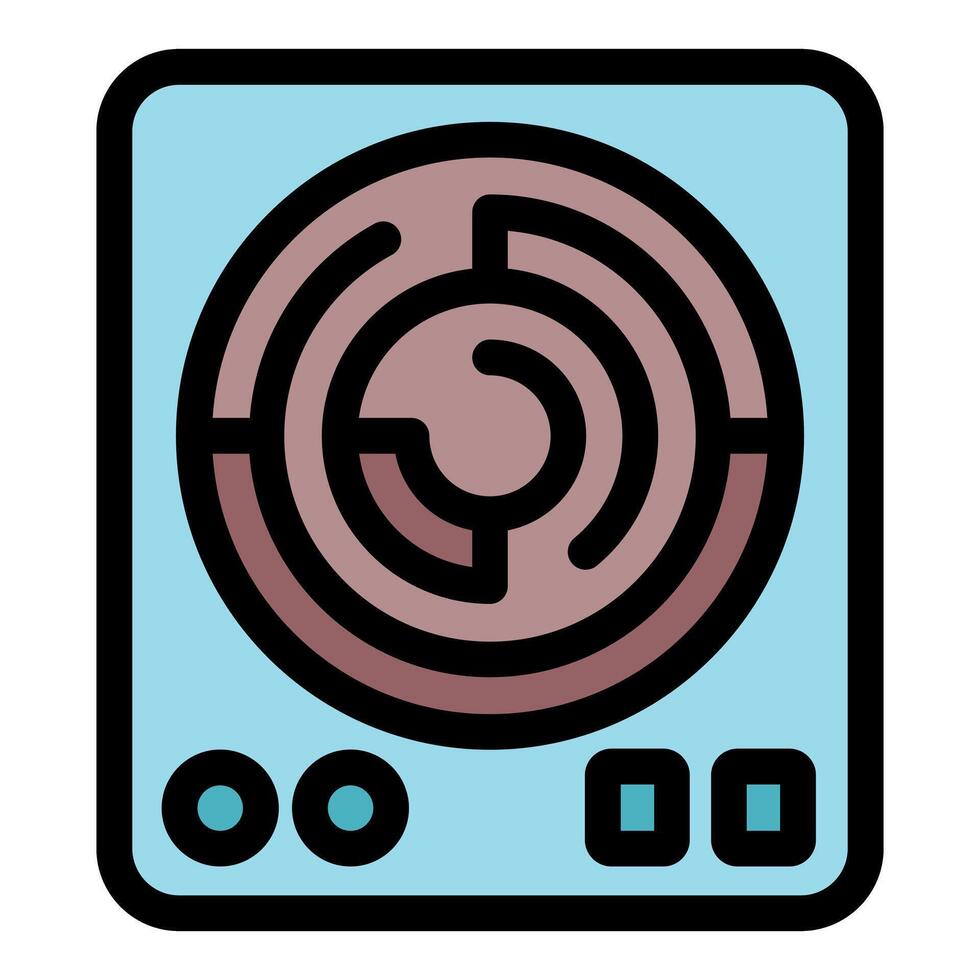 Induction cooker panel showing labyrinth like heating element, modern kitchen appliance vector