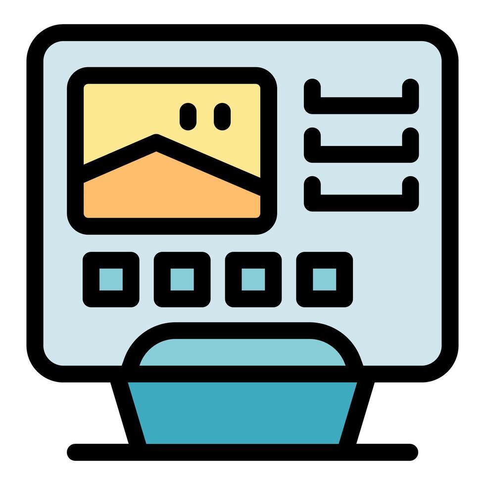 Photo editing software displaying image on computer monitor vector
