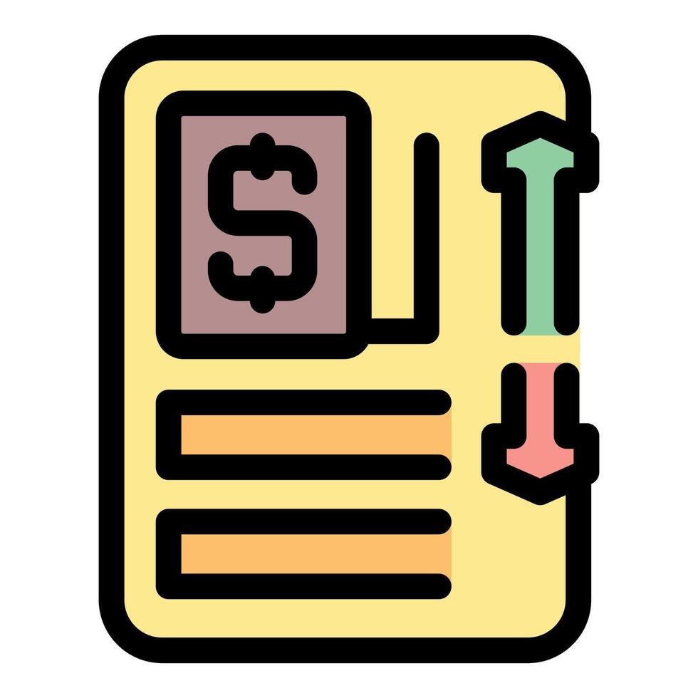 Evaluating money transfer with increasing and decreasing arrows on document vector