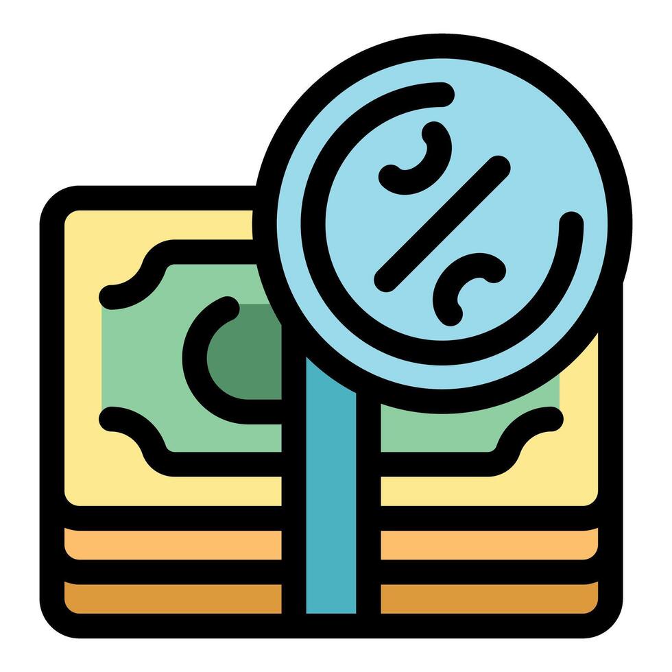 Stack of banknotes with percentage symbol showing interest rate or inflation vector