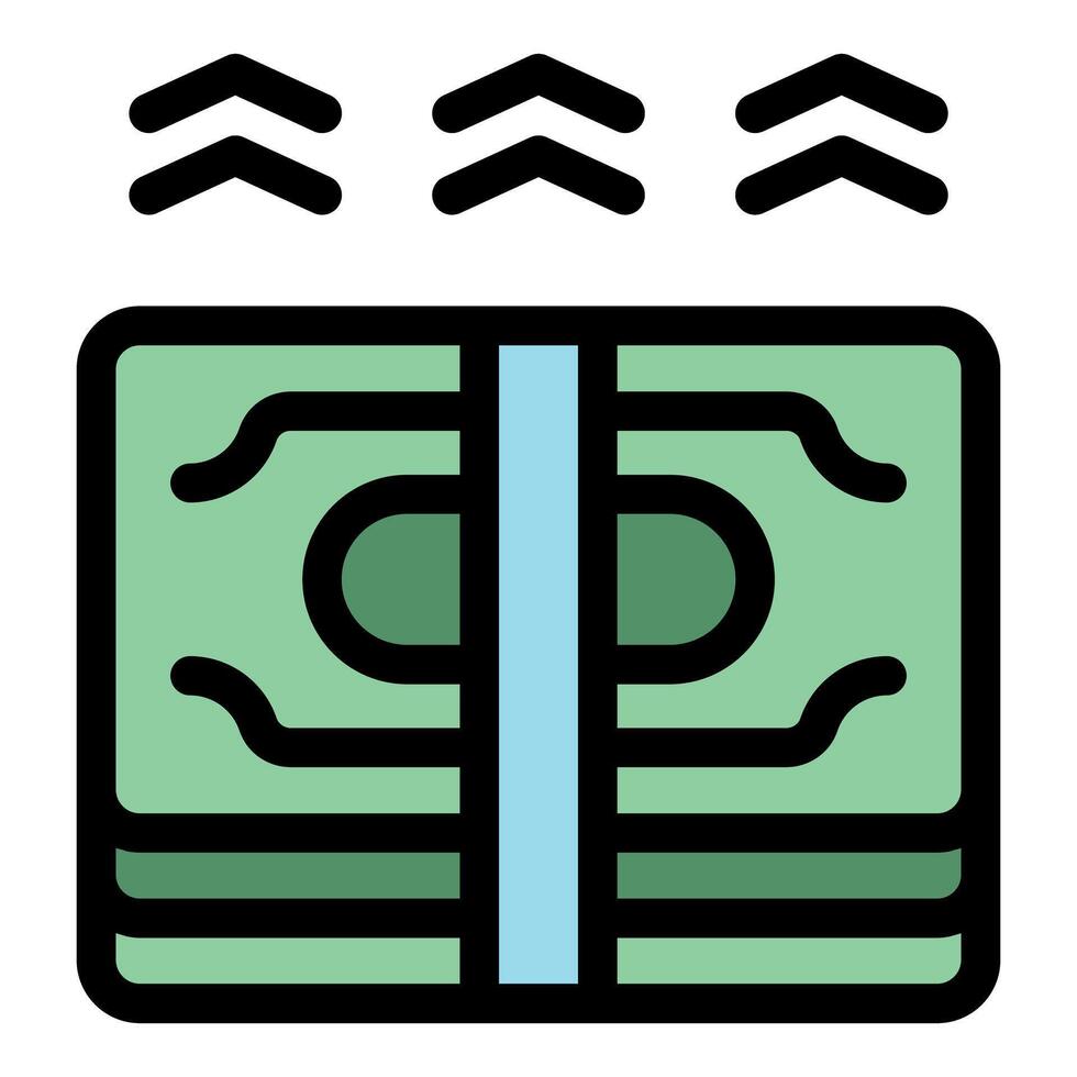 Stack of money increasing with upward arrows representing profit growth vector