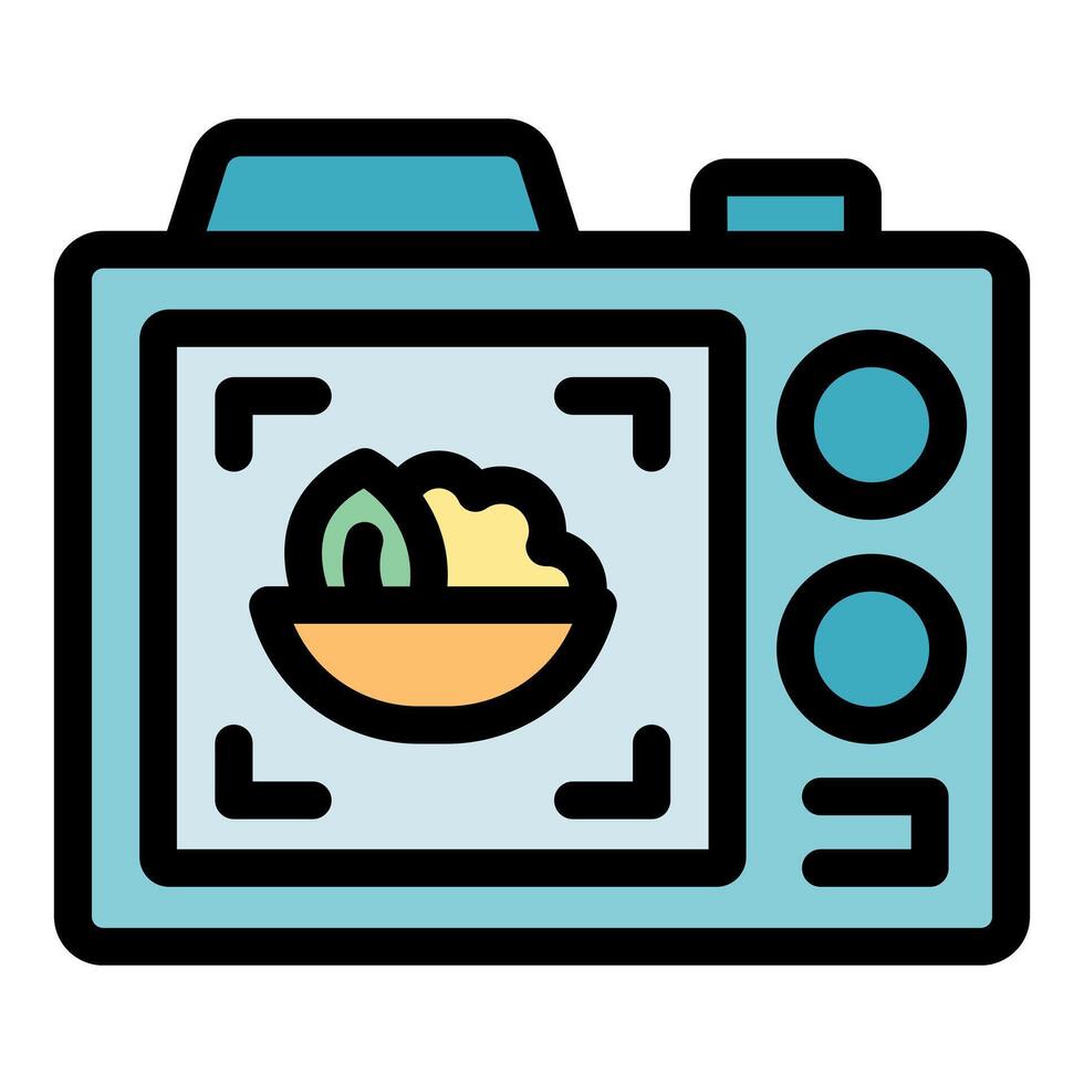 Digital camera capturing image of healthy food in bowl vector